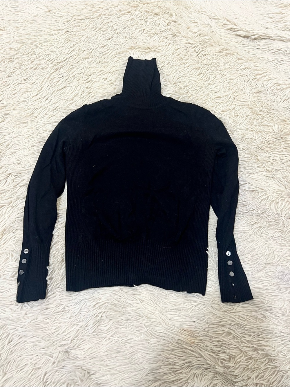 Apt. 9 Black Ribbed Turtleneck Sweater with Button Cuffs